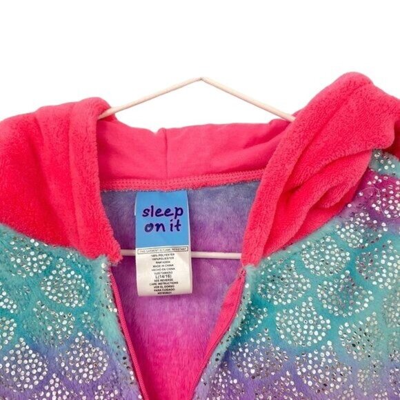 Girls Large Sleep On It Unicorn Sparkle Hoodie PJ Onesie With Footies - Picture 4 of 6